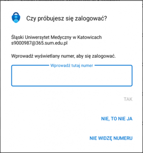 Wybieramy w przeglądarce „Następne” i zostaniemy poproszeni o przepisanie do aplikacji telefonu dwóch cyfr wyświetlanych w oknie przeglądarki.